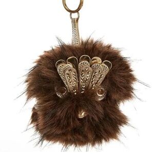 Kurt Geiger Brown Puffy Raven Bag Charm Keychain W/ Dust Bag RARE NWT